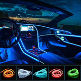 1M/2M/3M/5M Car Interior Led Decorative Lamp EL Wiring Neon Strip For Auto DIY Flexible Ambient Light USB Party Atmosphere Diode